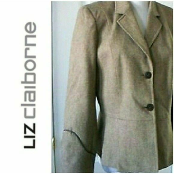 LIZ CLAIRBORNE BLAZER WOOL BLEND BROWN 10 PETITE WOMENS 10P NWOT - Picture 1 of 8